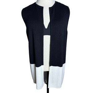 Chico's Black & White Duster Sleeveless Cardigan, Sz 2 (L 12-14), For Leggings